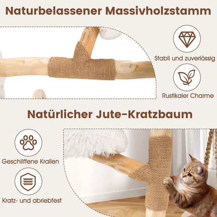 Cat Tree with Sisal Post and Hanging Cradle, 4 Levels