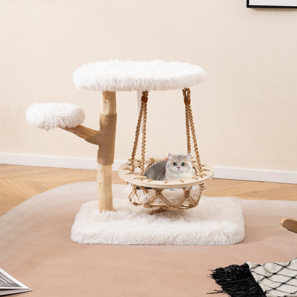 Cat Tree with Sisal Post and Hanging Cradle, 4 Levels