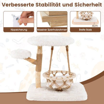 Cat Tree with Sisal Post and Hanging Cradle, 4 Levels