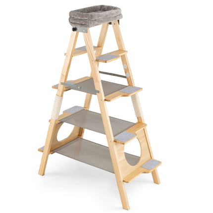 Cat Tree with Sisal Posts, Cushioned Top, Foldable Design