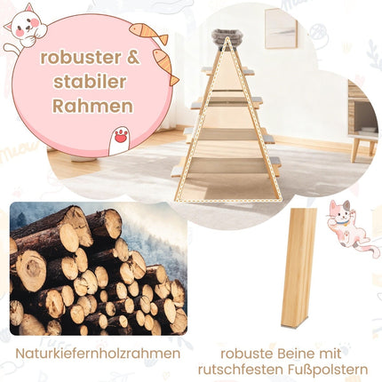 Cat Tree with Sisal Posts, Cushioned Top, Foldable Design