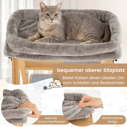 Cat Tree with Sisal Posts, Cushioned Top, Foldable Design