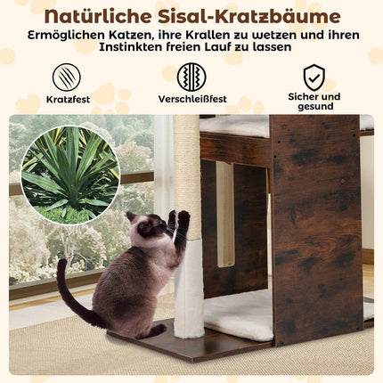 Katzenkratzbaum mit Sisalstämmen & Spielbällen, 120 cm, Braun