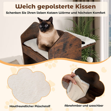 Katzenkratzbaum mit Sisalstämmen & Spielbällen, 120 cm, Braun