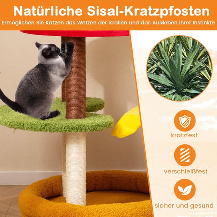 Cat Tree with Sisal Posts, Platforms, and Bed, 106 cm