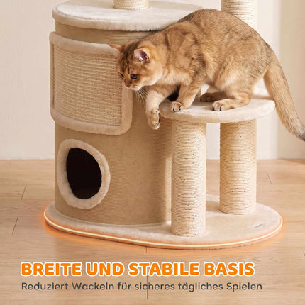 Cat Tree with Sisal Posts and Double Hideaway, Beige