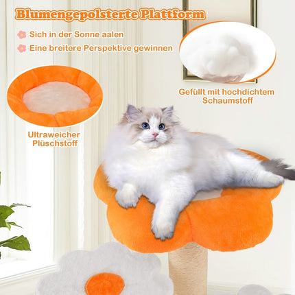 Katzenbaum mit Sisalstämmen und Plüsch-Blumenplattformen