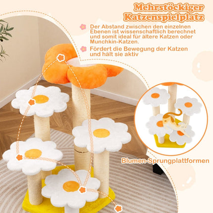 Katzenbaum mit Sisalstämmen und Plüsch-Blumenplattformen