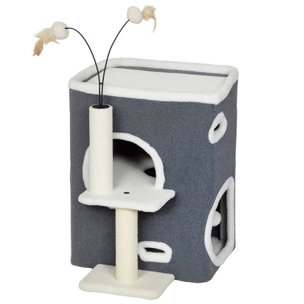 Cat Tree with Top Platform, 2-Story Condo, Sisal Posts, Gray