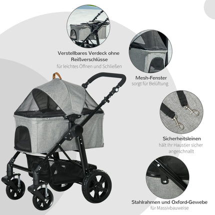 Foldable 2-in-1 cat cart, mesh window, up to 10 kg