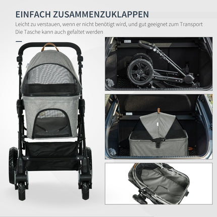 Foldable 2-in-1 cat cart, mesh window, up to 10 kg