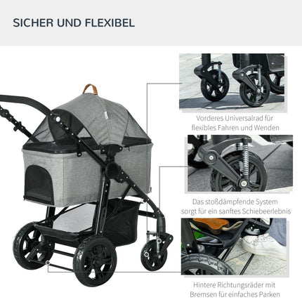Foldable 2-in-1 cat cart, mesh window, up to 10 kg