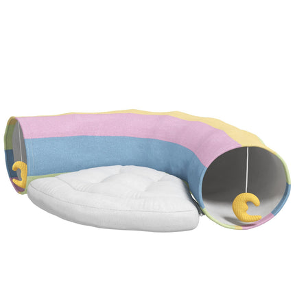 Tunnel pliable pour chat avec coussin de jeu, en polyester, pour chats et petits animaux