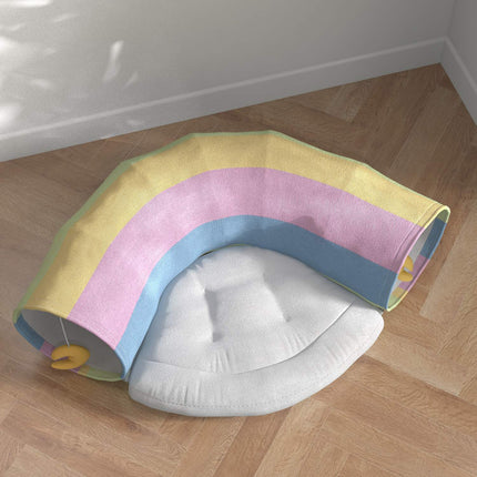 Tunnel pliable pour chat avec coussin de jeu, en polyester, pour chats et petits animaux
