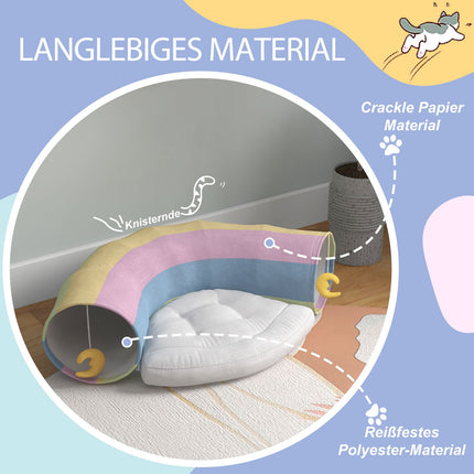 Tunnel pliable pour chat avec coussin de jeu, en polyester, pour chats et petits animaux