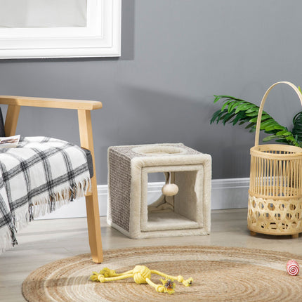 Katzentunnel-Spielzeug mit Sisal und Spielball – Braun/Beige 98cm