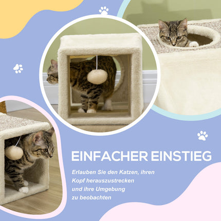 Katzentunnel-Spielzeug mit Sisal und Spielball – Braun/Beige 98cm