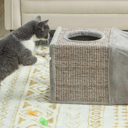 Cat Tunnel with Two Hideouts & Sisal Scratching Areas