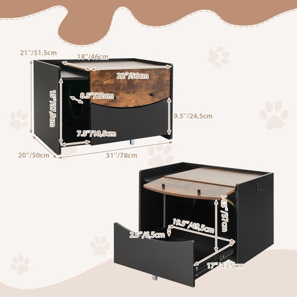 Katzenschrank für Katzentoilette Katzenhaus mit Ausziehschublade &amp; Eingang &amp; Haken &amp; Falttür 78 x 50 x 51,5 cm