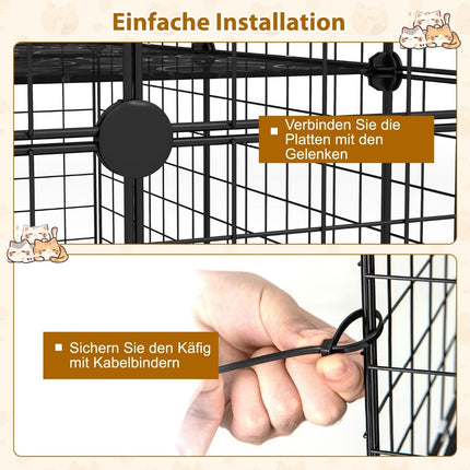 Katzenkäfig 4-stöckiges großes Katzengehege mit Hängematte 3 Leitern 4 Türen &amp; Dachfenster