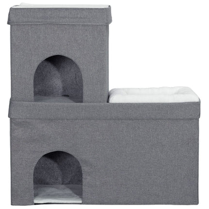 Cat house with pillow - 3 levels, grey, up to 5 kg