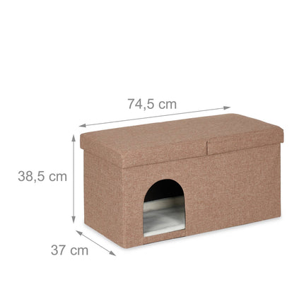 Cat cave in light brown with lid