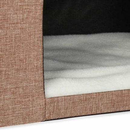 Cat cave in light brown with lid