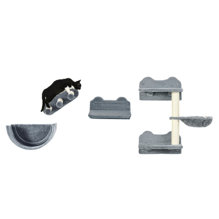 Katzenkletterwand-Set mit Kratzbaum und Hängematte