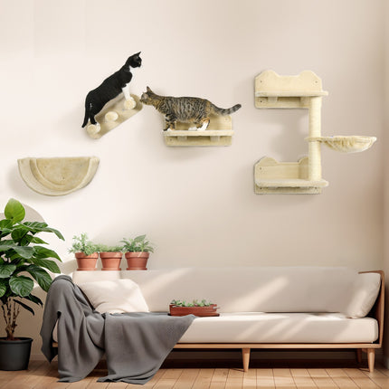 Cat climbing wall set with stairs & hammock for small cats