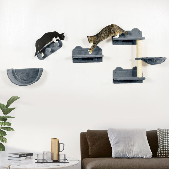 Katzenkletterwand-Set mit Kratzbaum und Hängematte