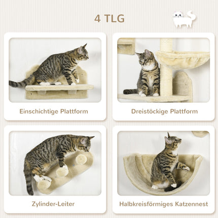 Cat climbing wall set with stairs & hammock for small cats