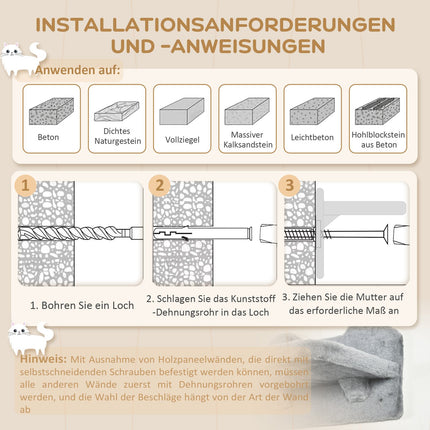 Katzenkletterwand-Set mit Kratzbaum und Hängematte