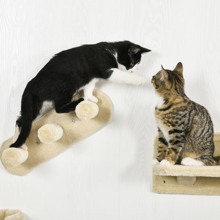 Cat climbing wall set with stairs & hammock for small cats