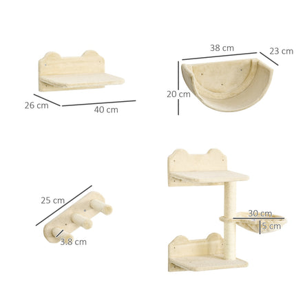 Cat climbing wall set with stairs & hammock for small cats