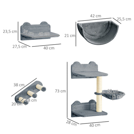 Katzenkletterwand-Set mit Kratzbaum und Hängematte