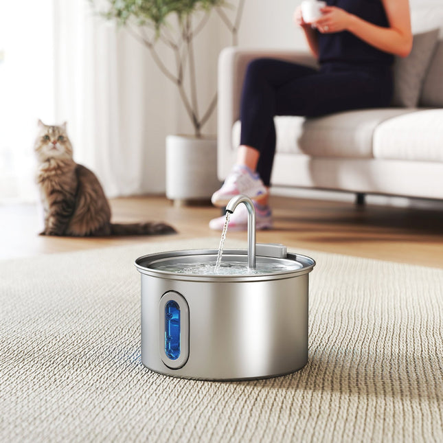 Kattenfontein 2,5L drinkfontein voor katten met stille pomp LED-actiefkoolfilter 19,4 x 19,4 x 18,7 cm
