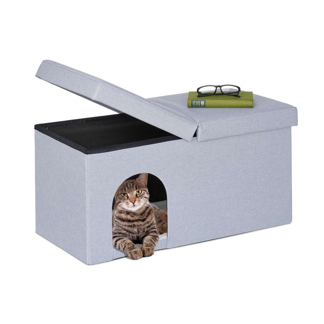 Katzenversteck in Grau mit Deckel