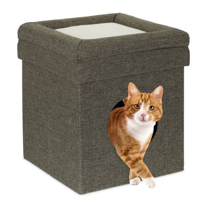 Cat hide with folding roof