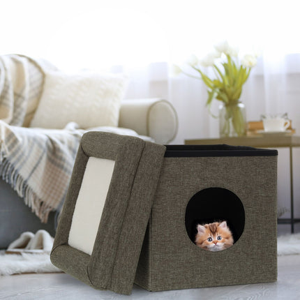 Cat hide with folding roof