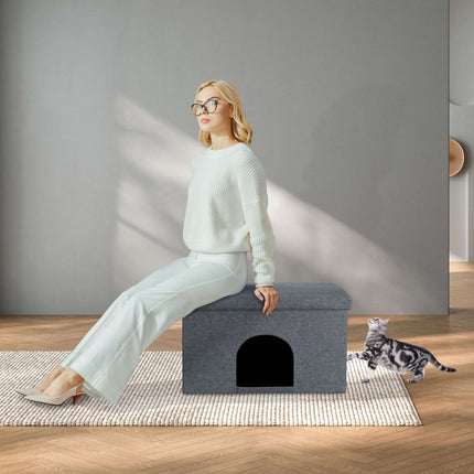 Katzenfell mit Sitzkissen in Grau