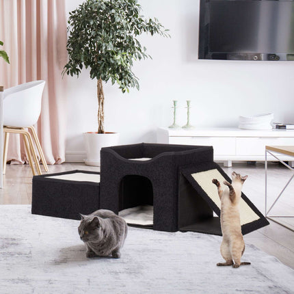 Cachette pour chat avec plusieurs lits