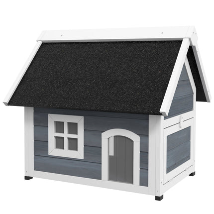 Katzenhaus aus Holz, wetterfest, aufklappbares Dach, grau