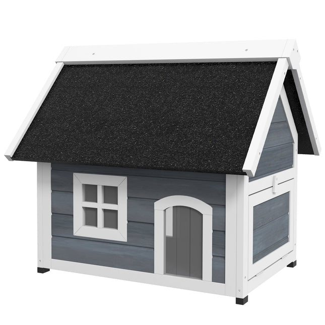 Katzenhaus aus Holz, wetterfest, aufklappbares Dach, grau