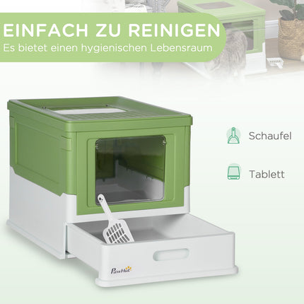Katzentoilette mit Deckel – Kunststoff, leicht zu reinigen, 47,5 cm