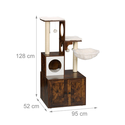 Cat scratcher with litter box cabinet 128 cm