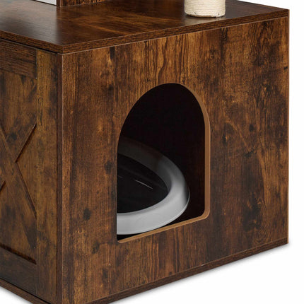Cat scratcher with litter box cabinet 128 cm