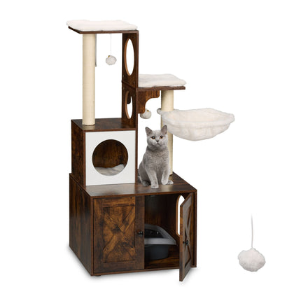 Cat scratcher with litter box cabinet 128 cm