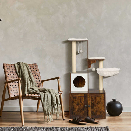 Cat scratcher with litter box cabinet 128 cm