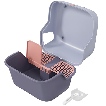 Katzentoilette mit Deckel, Schaufel, Sieb – lila, kleine Katzen