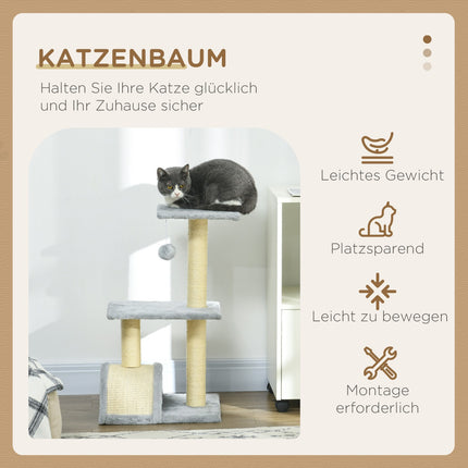 Katzenbaum mit Sisalstämmen und Plüschbällen, 72 cm